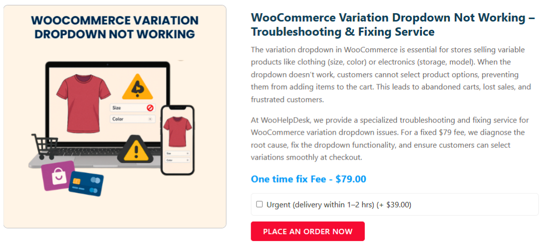 WooCommerce Variation Dropdown Not Working 